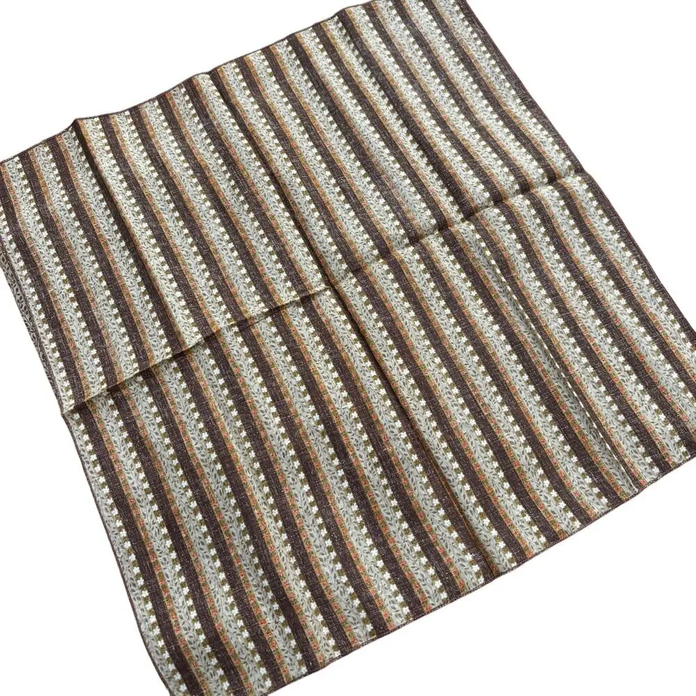 Cloth napkins 1970's tribal Boho brown cream orange stripe square cotton blend 4